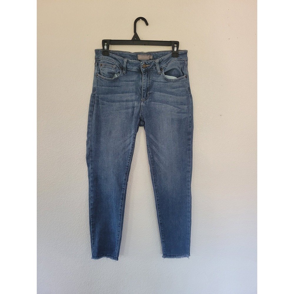 JUSTUSA Women's Jeans Size 30 Blue Denim Frayed‎ Hem Skinny Casual #19